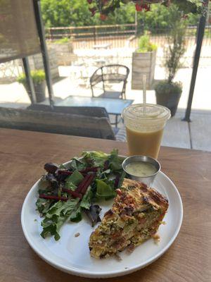 Ham quiche with salad