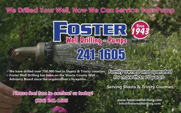 Foster Well drilling and pumps Redding Ca 