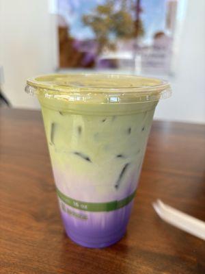 Ube matcha latte