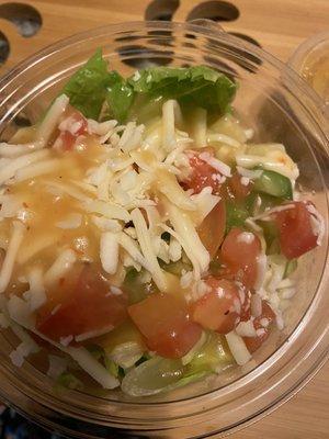 Side salad with light Italian dressing