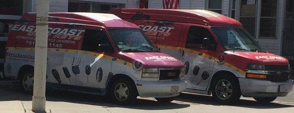 Several of the East Coast Chip Key vans.