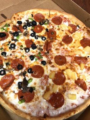 1/2 Supreme 1/2 Pepperoni n Pineapple