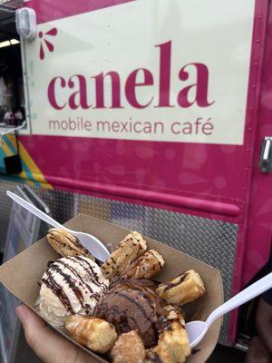 Churro Sundae with chocolate and horchata gelato. Delicious!