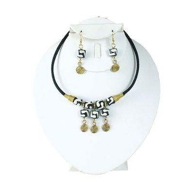 Bone and leather necklace set