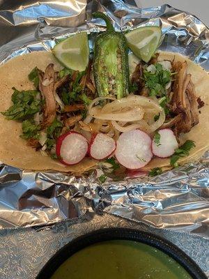 Carnitas tacos handmade tortillas