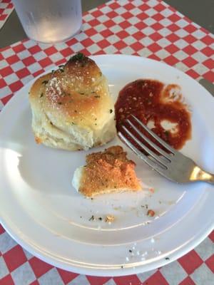 Garlic knots and fried ravioli for starters! Yummy