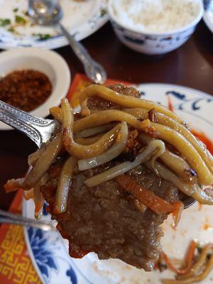 3/16/24.  Close-up of their beef chow mein!  4/5 stars.