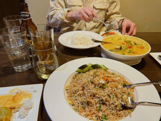 Crab fried rice and Red curry with squash :)