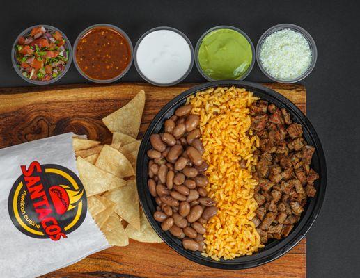 Carne Asada Bowl with chips