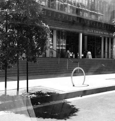 Outdoor desk where ordered books may be picked up at arranged date.