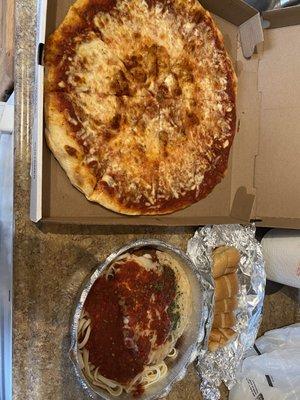 Pizza and eggplant parmigiana!!!