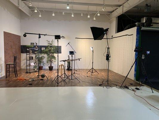 Interview set up for video recording in studio.