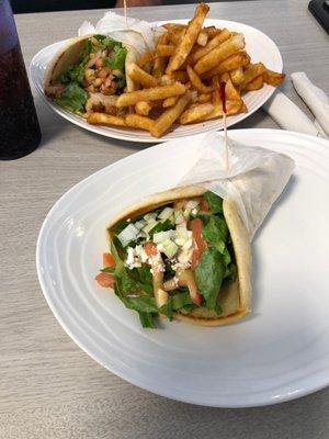 Veggie pita and chicken pita