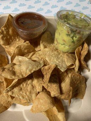 Side of chips w/ salsa & homemade guacamole. This is only half of the chips.