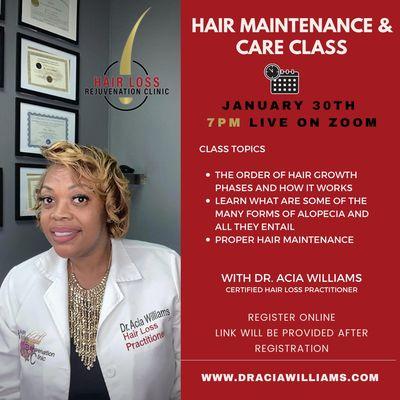 Education Class 1/30/23 Open for Men & Women, Non-Professional or Professional. Requirements are simple. You just need hair!