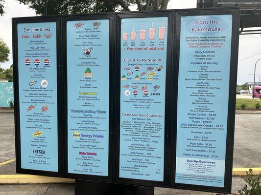 Menu at the Drive Thru