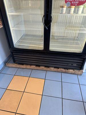 Cool freezer stand and dirty floors