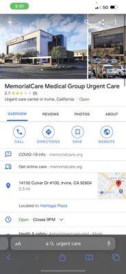 MemorialCare Medical Group Urgent Care