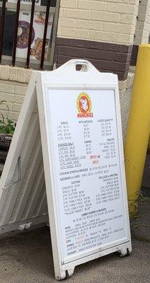 Menu (drive through window open)