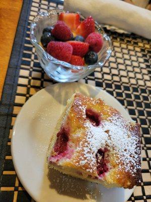 Breakfast - fresh fruit and lemon raspberry bread