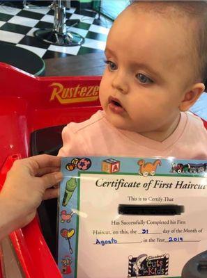 First haircut at Sharkey's! Get the certificate,before and after pictures, lock of hairs as a keepsake and all the fun!!!