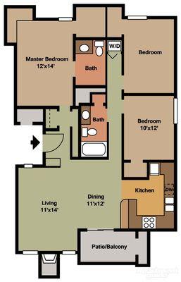 3 Bedroom Floor Plan  1325 sq. ft.