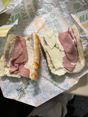 A sad, sad, sandwich, that's supposed to be double meat.