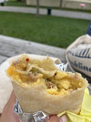 Sausage Green Chile Breakfast Burritos