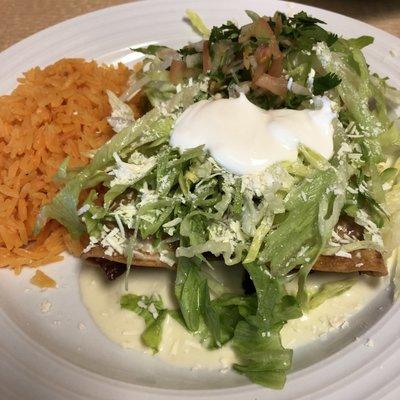 Flautas Mexicanas with a side of rice, Lunch Portion