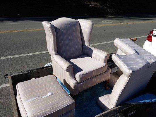 Old Wing Chairs which we had bought in the 80's.