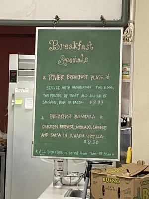 Breakfast specials menu