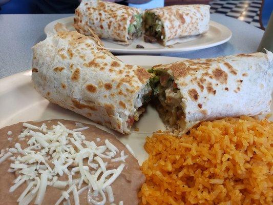 2 king burritos: one steak one chicharrón