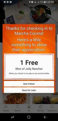 Yelp mobile check-in offer