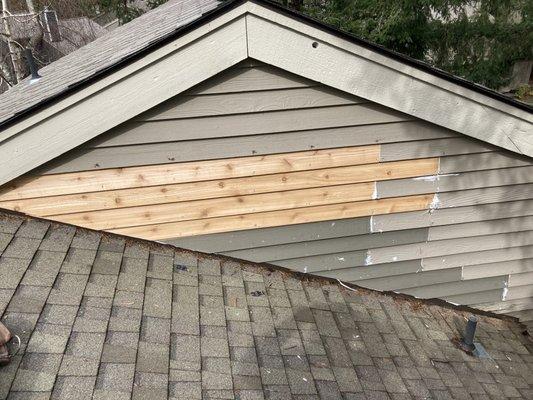 Siding repair by Lake Whatcom.