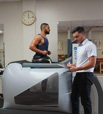 Antigravity treadmill for running on injured joints. Only at Core Physical Therapy in Whitestone.