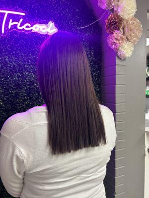 Hair cut/ scalp treatment/ styled straight