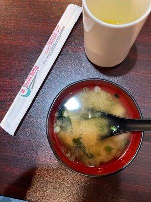 Start off with miso soup and green tea.... Good and relaxing