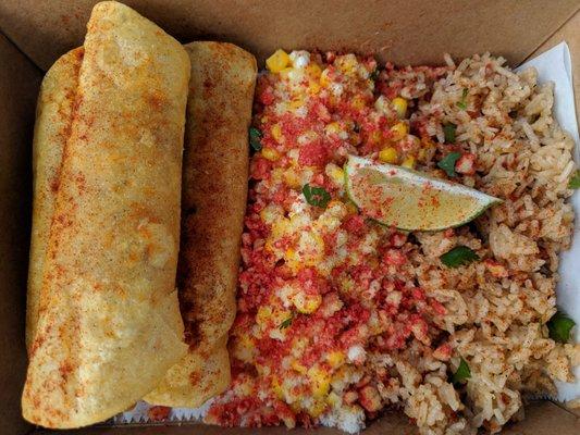 Upgrade and get the rice and elotes instead of the chips (crushed spicy Cheetos are optional, but worth it!)... you'll be glad you did!