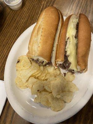 Cheesesteak and chips