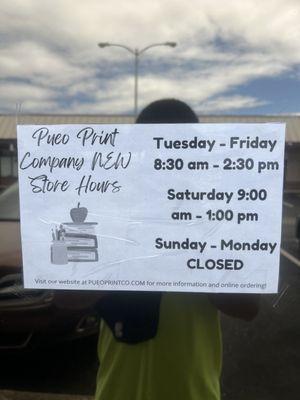 Store hours as of 9/12/22