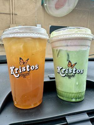 Mango iced tea and strawberry matcha