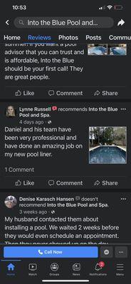 A fake account with a picture of my pool giving them a fake positive review