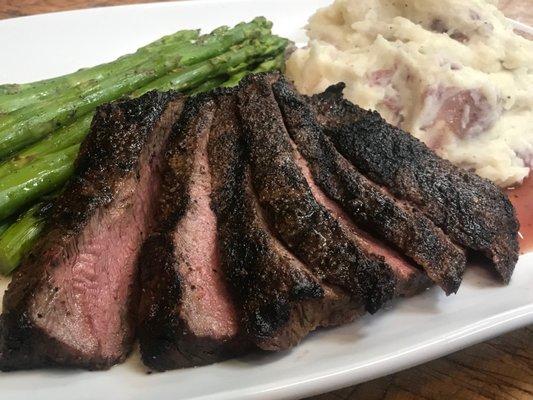 Prime Flatiron Steak with Mashed Potatoes & Asparagus