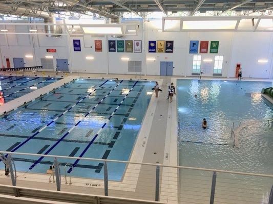 The teaching pool for beginner adult classes (on the left). Warm and shallow.