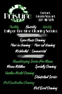 If you want your house clean call Pristine after your move you want to get your deposit back or sell your home without the hassle