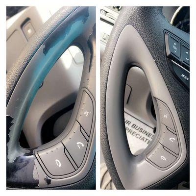 Interior plastic trim repair before and after