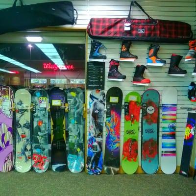 Snowboards and boots for sale