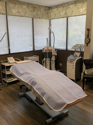 Main treatment room for Not Just Faces Medical Aesthetics.