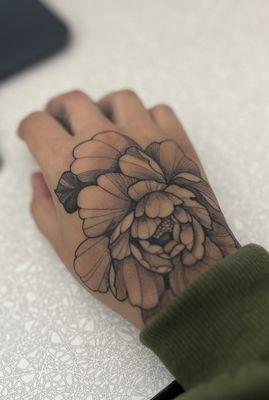 Peony on my hand