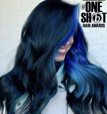 Black with blue underneath